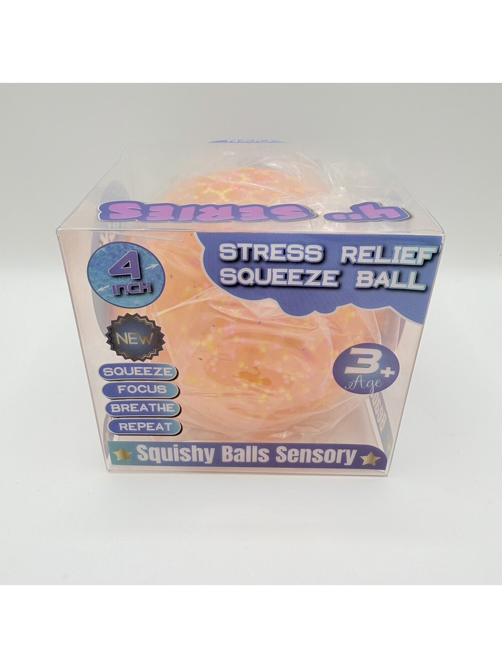 Viral Squishy 4 Round Orby Filled Stress Relief Squeeze Ball Orange New w/ Box
